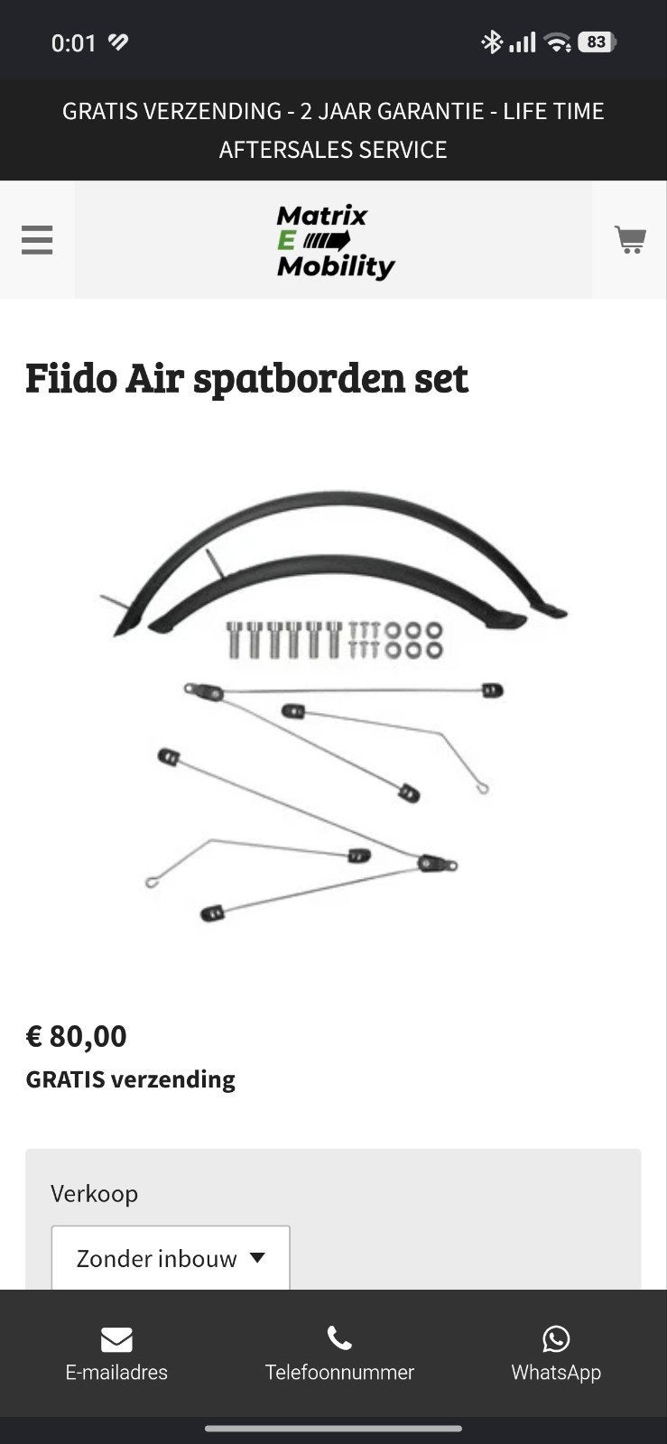 Fiido Air Spatbord Set - Nieuw, Elektrische fiets, Spatbord, Ophalen of Verzenden, Fiido