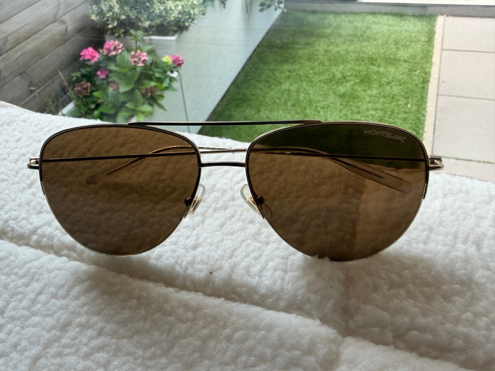 Montblanc Zonnebril - Goudkleurig met Bruine Glazen, Overige merken, Zonnebril, Bruin, Ophalen of Verzenden