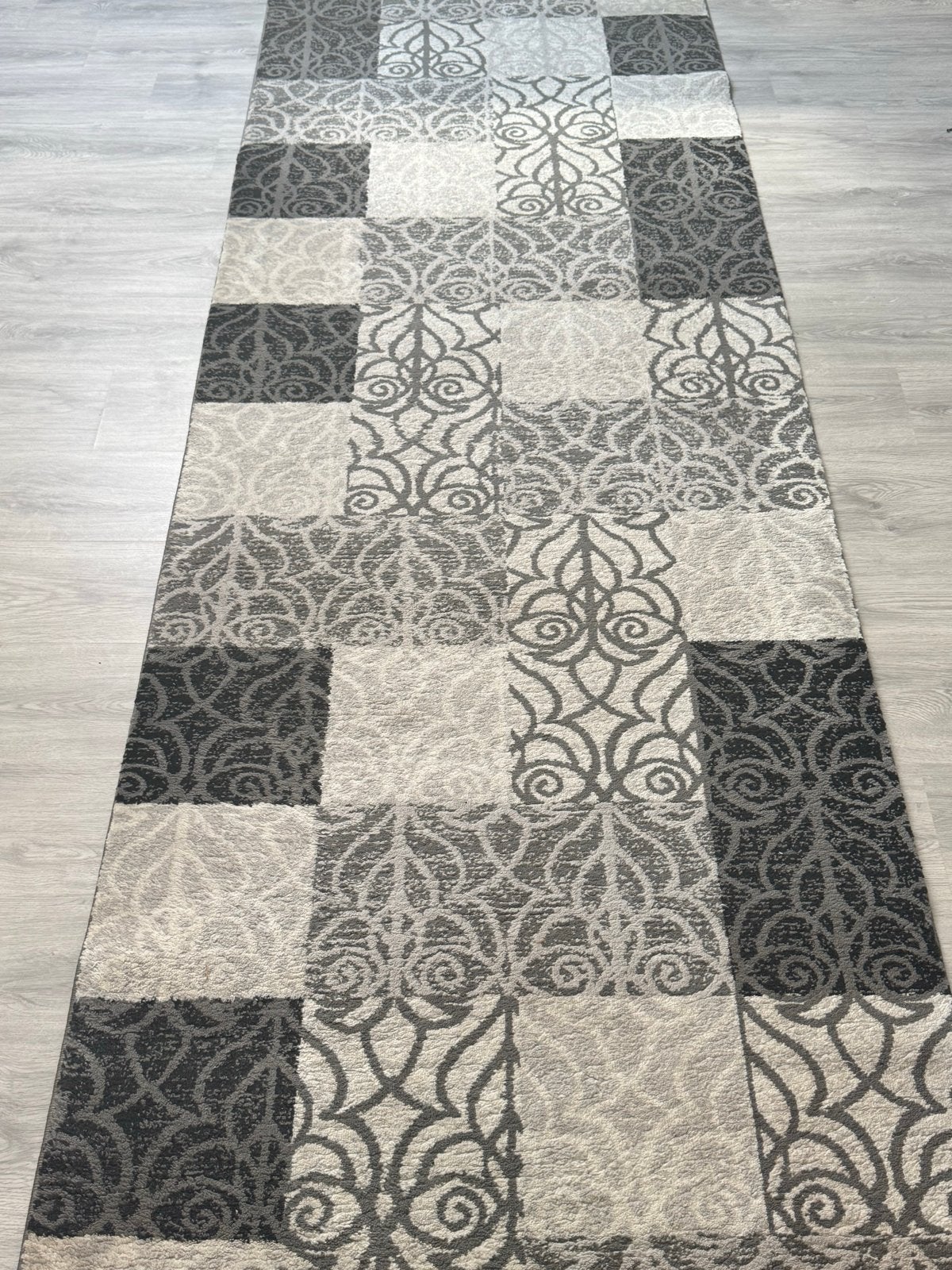 Modern grijs/wit loper met patroon - Royal Hall Monza, Ophalen, 200 cm of meer, 50 tot 100 cm, Zo goed als nieuw