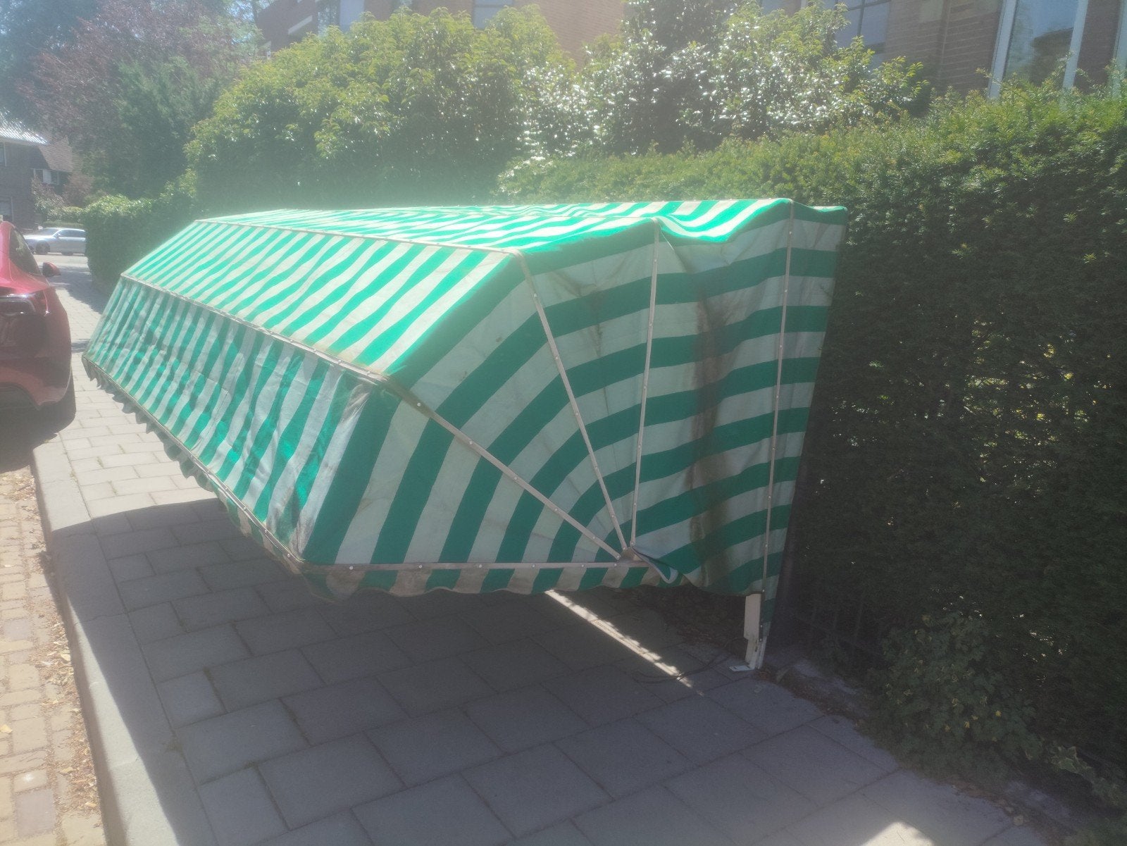 Gebruikte Markies - zonwering Groen/Wit gestreept, Ophalen, Gebruikt, 450 cm of meer, 150 tot 300 cm