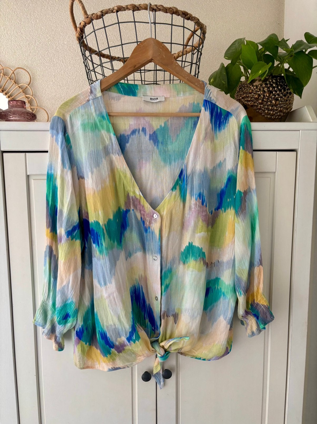 ANNA viscose blouse maat xxl, Kleding | Dames, Ophalen of Verzenden, Zo goed als nieuw, Maat 46/48 (XL) of groter, Blauw