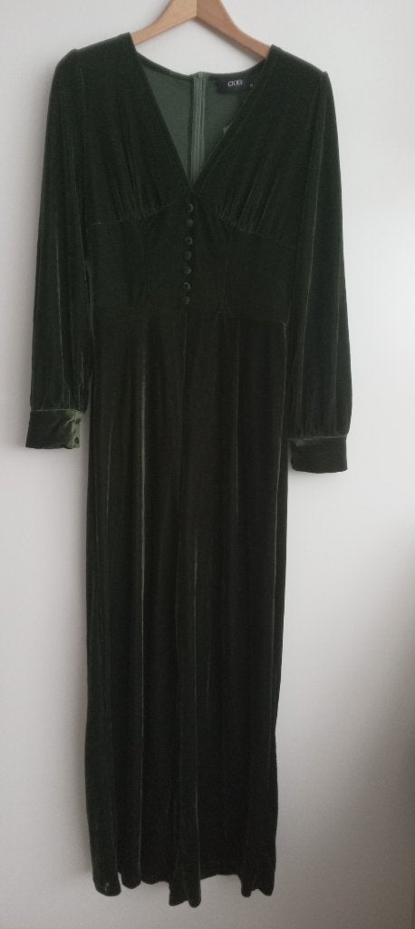 Cider groene fluweel tricot jumpsuit, maat M, nieuw, Verzenden, Nieuw, Stichting Angel's Choice, Groen