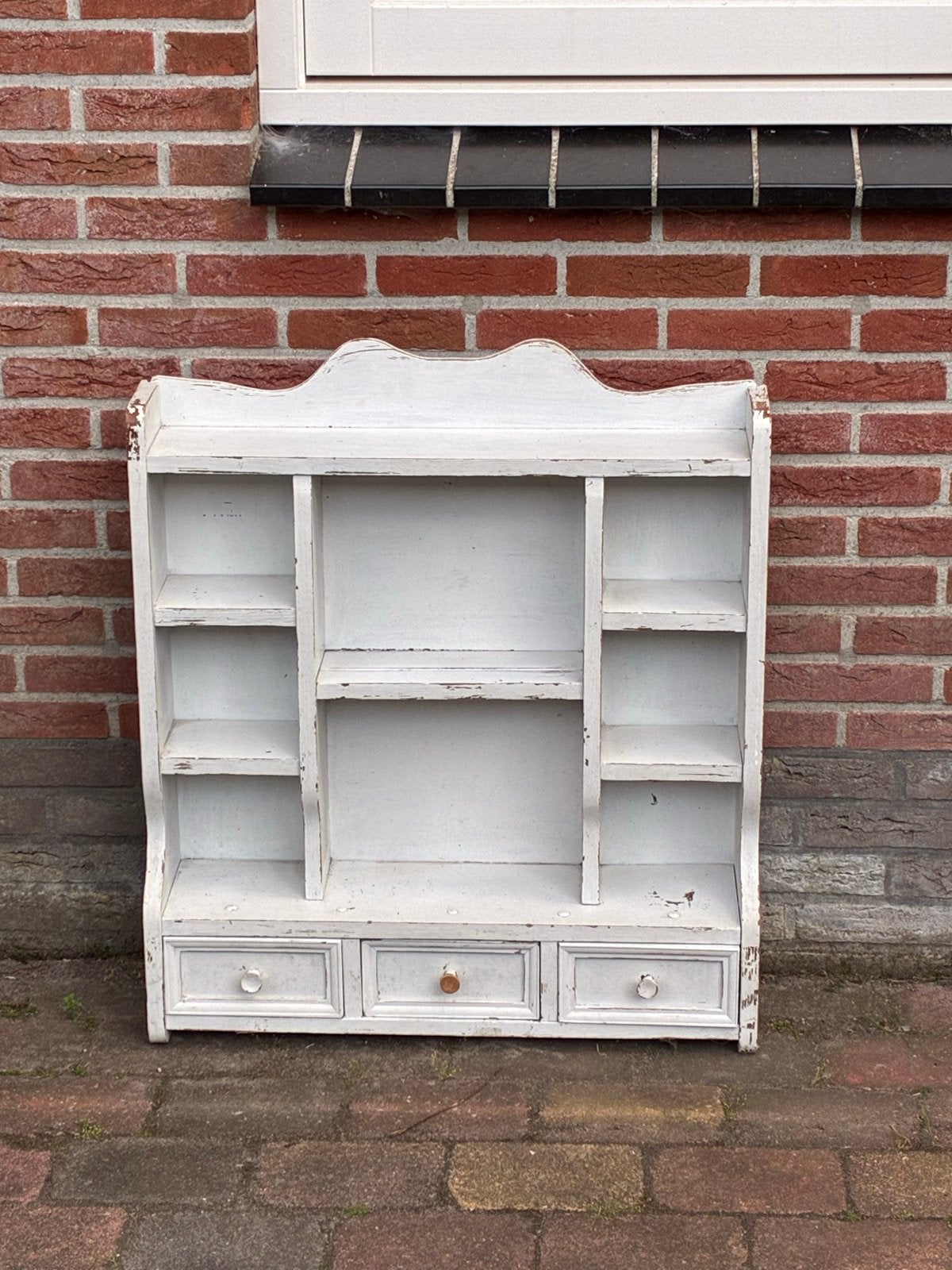 Vintage brocante wit wandrek/kastje met lades - Shabby Chic, Ophalen