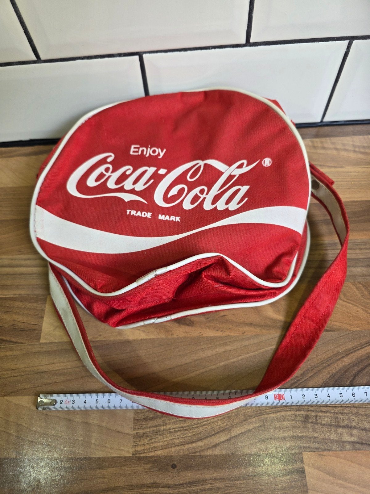 Vintage Coca-Cola tas - Rood met wit logo, Verzamelen, Ophalen of Verzenden, Gebruikt, Gebruiksvoorwerp