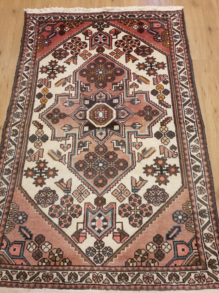 Vintage handgeknoopt perzisch tapijt hamadan 158x101, Info@SlatsAntiek.nl, Gebruikt, 100 tot 150 cm, Vof Slats Antiek