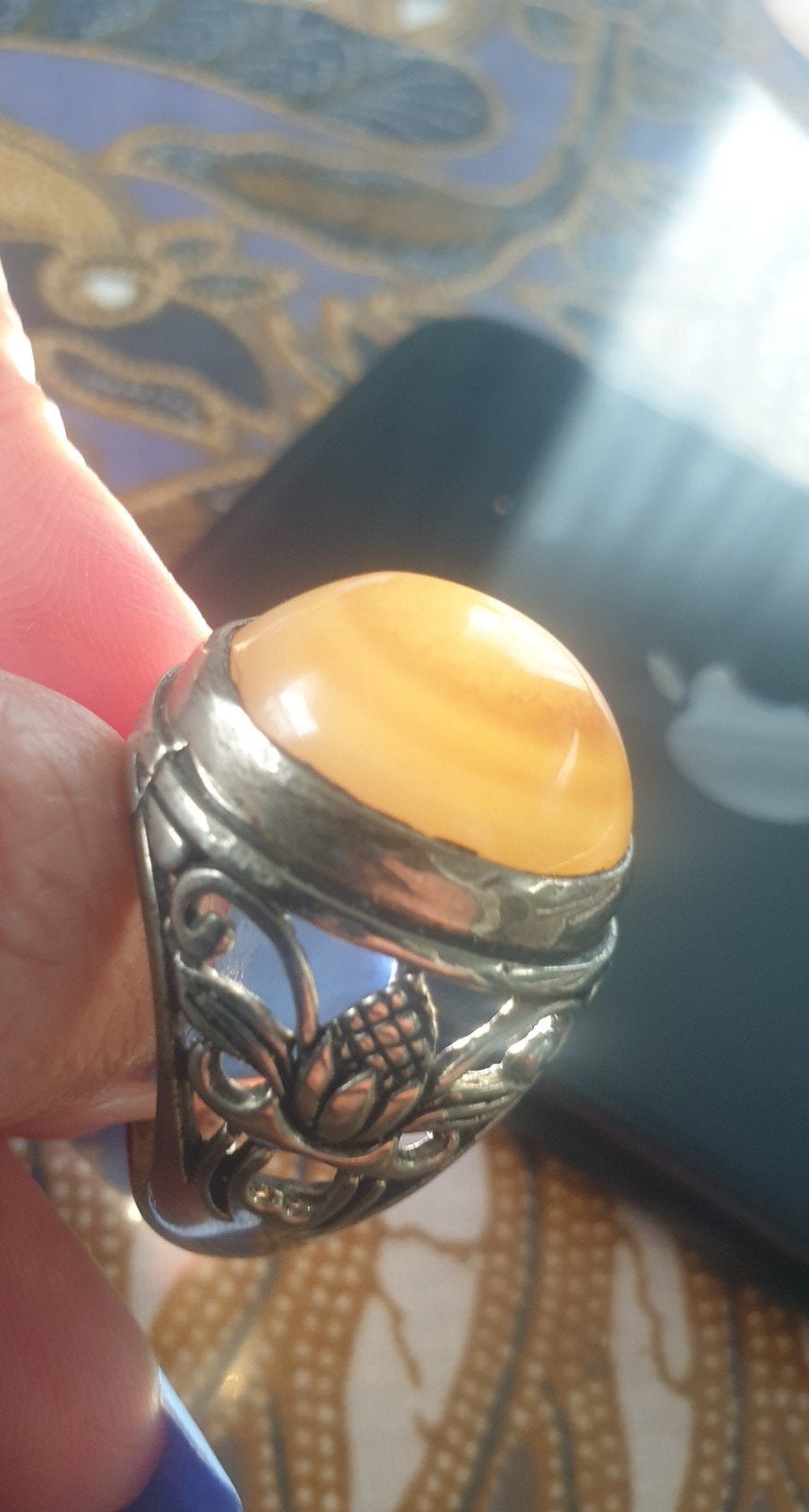 Ring maat 18 akik Cempaka kuning Puser Bumi Indonesië, Verzenden, 18 tot 19, Dame of Heer