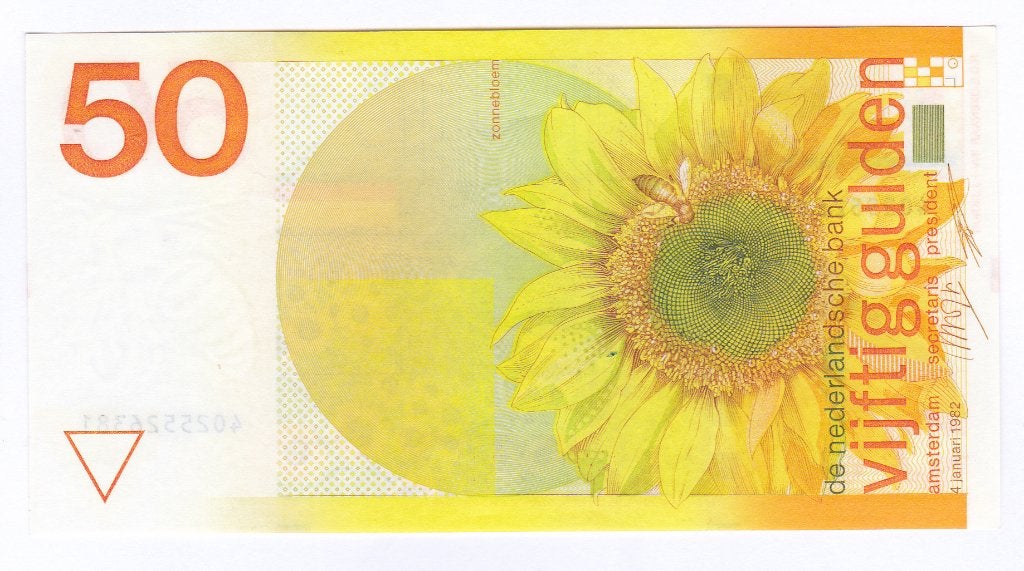 TOPPER: 50 gulden 1982 Zonnebloem UNC voor 95 euro, Ophalen of Verzenden, 50 gulden, Los biljet