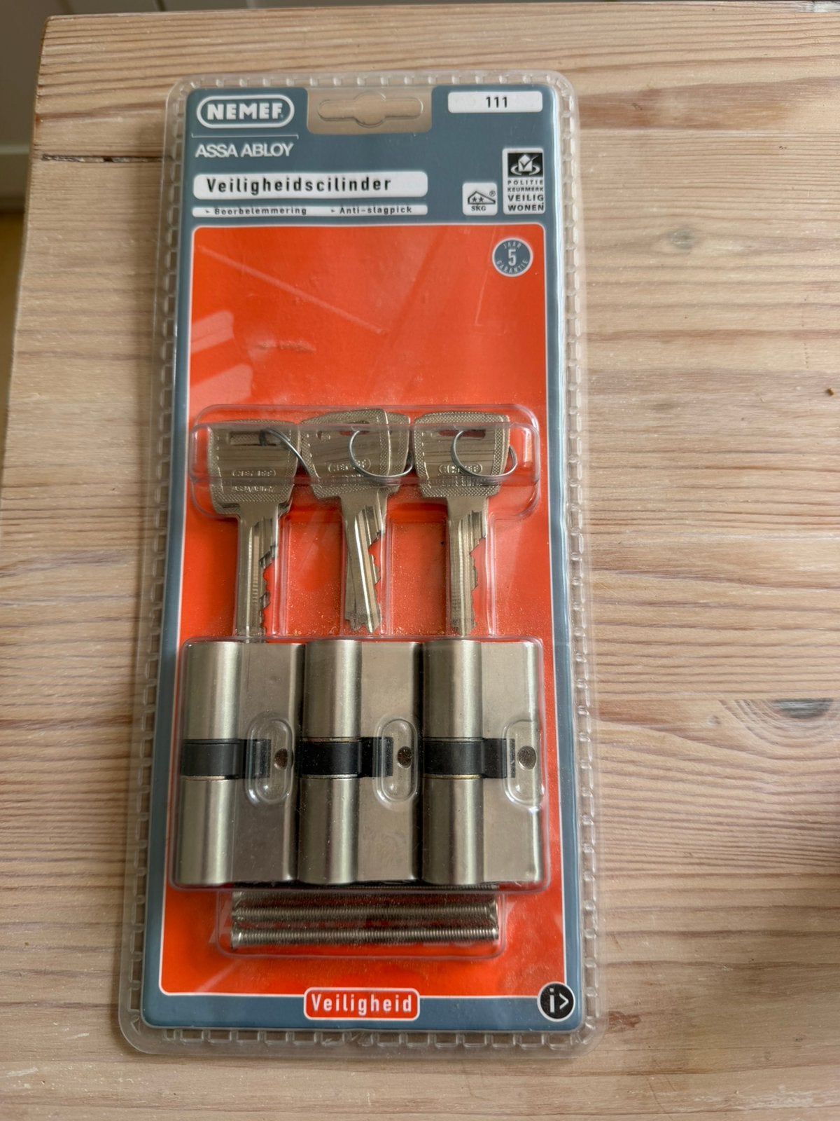 Nemef veiligheidscilinder 3 stuks, Ophalen of Verzenden, Zo goed als nieuw