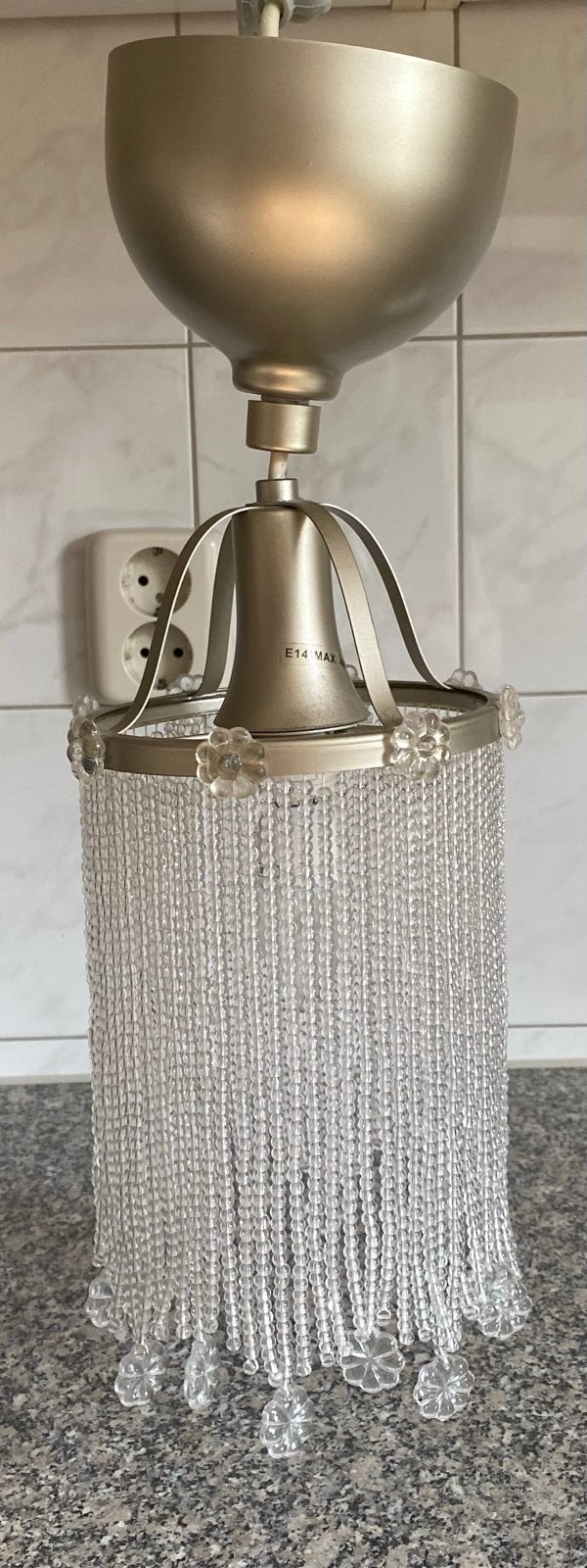 IKEA Söder Hanglamp met kralen - E14 fitting, Huis en Inrichting, Lampen | Hanglampen, Ophalen of Verzenden, Gebruikt, Metaal