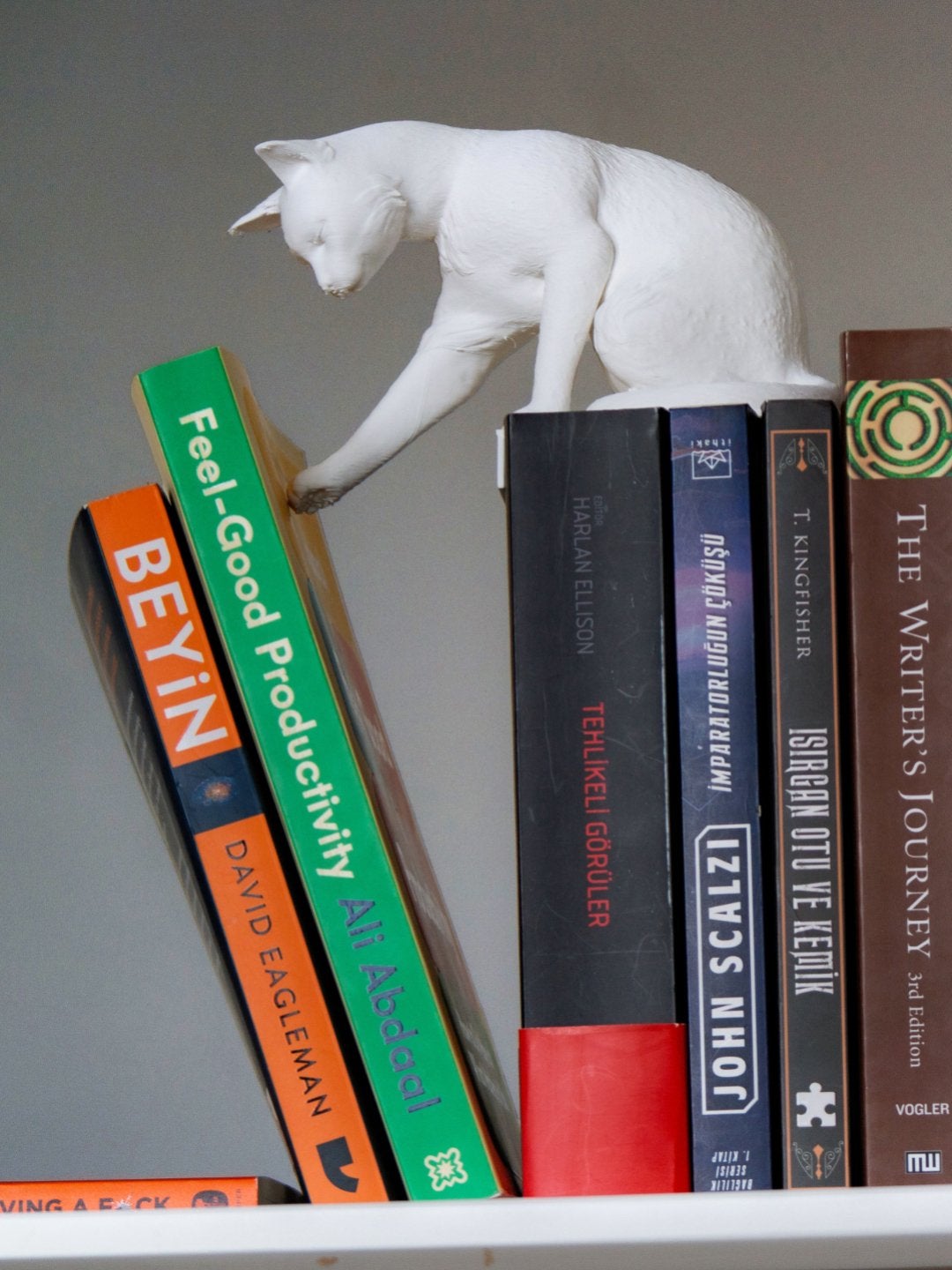 Boekenhouder kat - Speelse boekensteun zonder boeken, G, G, Nieuw, Kunststof