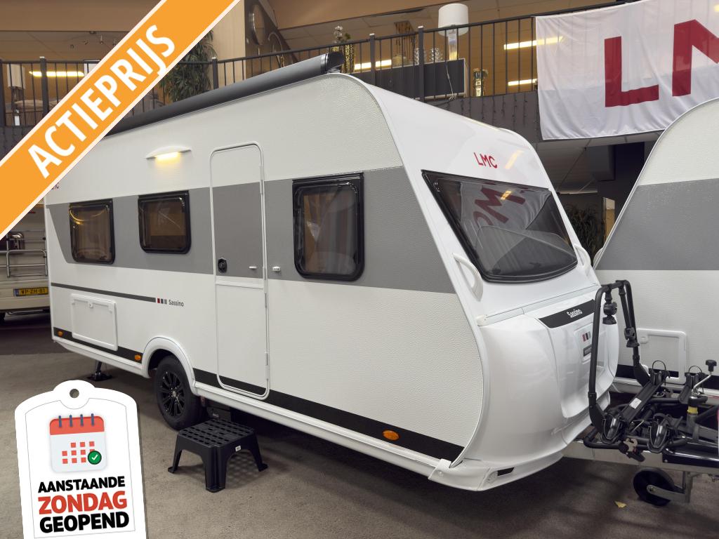 LMC Sassino 460 E - LUIFEL + MOVER + FIETSENREK ACTIEPRIJS!, Caravans en Kamperen, Caravans, Schokbreker, Bedrijf, Treinzit, 5 tot 6 meter