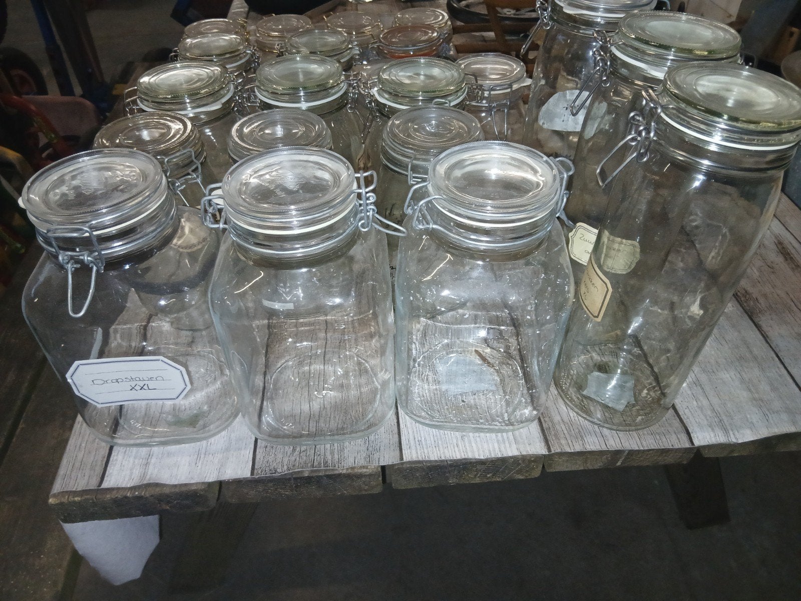30 Weckflessen/Potten met klem, diverse maten, z.g.a.n., Huis en Inrichting, Ophalen, Zo goed als nieuw, Glas