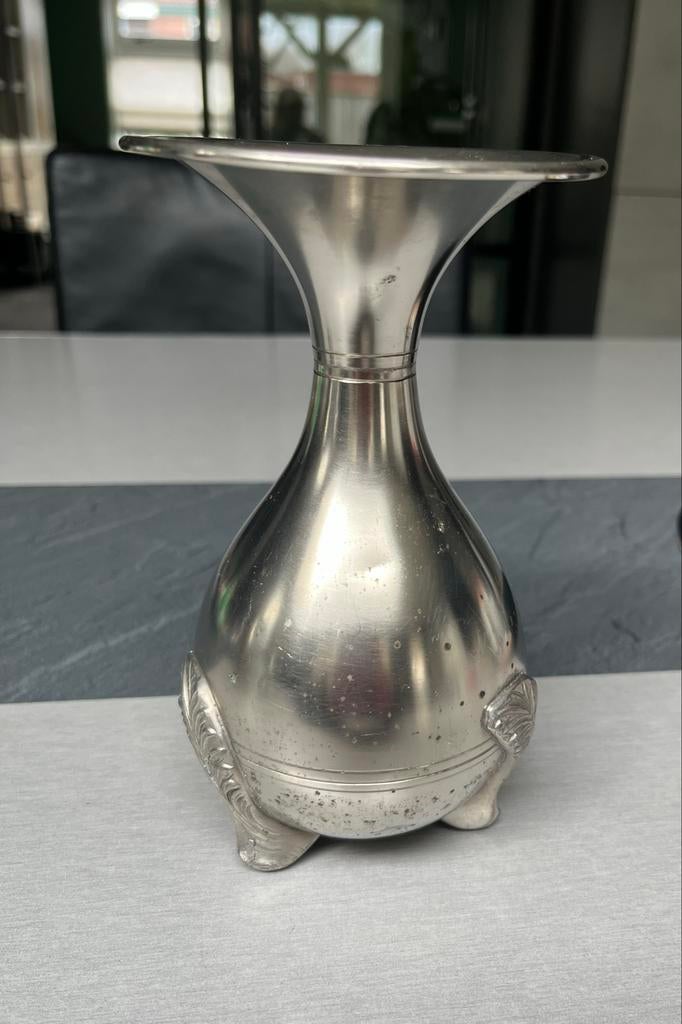 Vintage Tinnen Vaasje DOVO - 17 cm, Ophalen of Verzenden