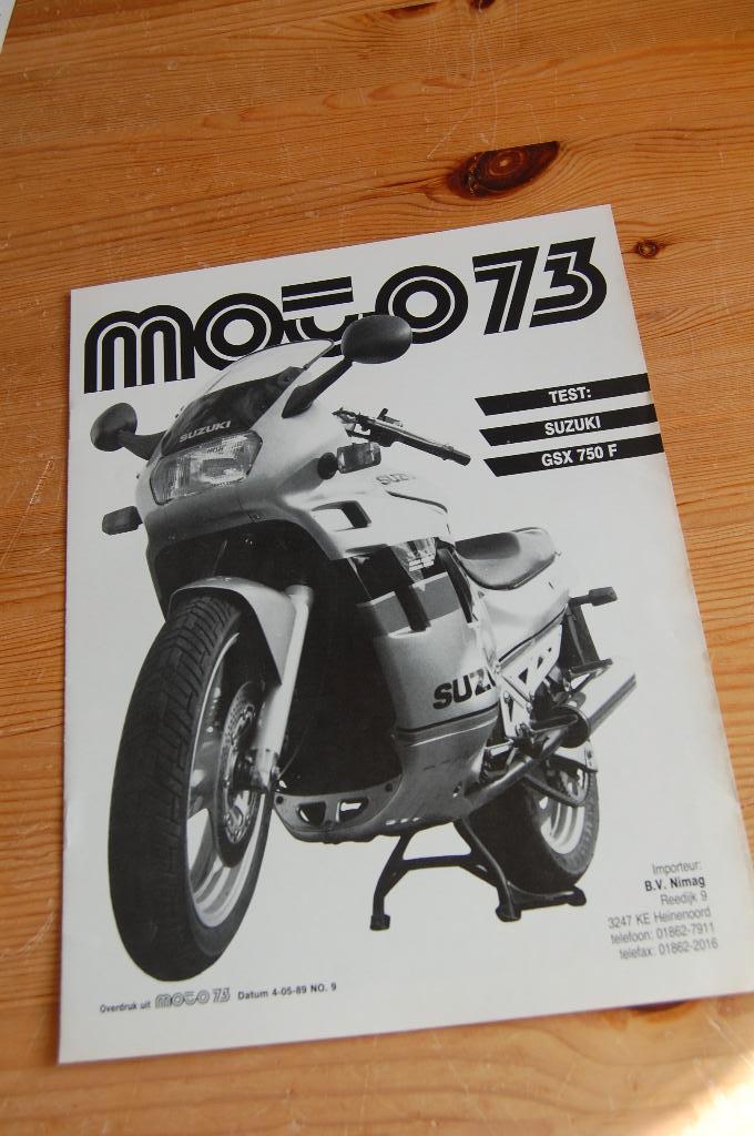 Suzuki GSX750F test Moto 73 uitgave 04-05-1989, Motoren, Handleidingen en Instructieboekjes, Ophalen of Verzenden, Suzuki