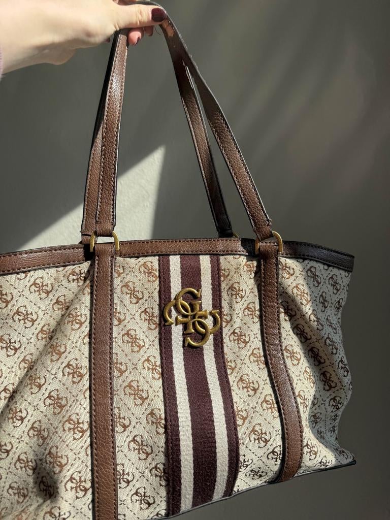 tote bag vintage Guess bruin, Ophalen of Verzenden, Zo goed als nieuw, Bruin, Handtas