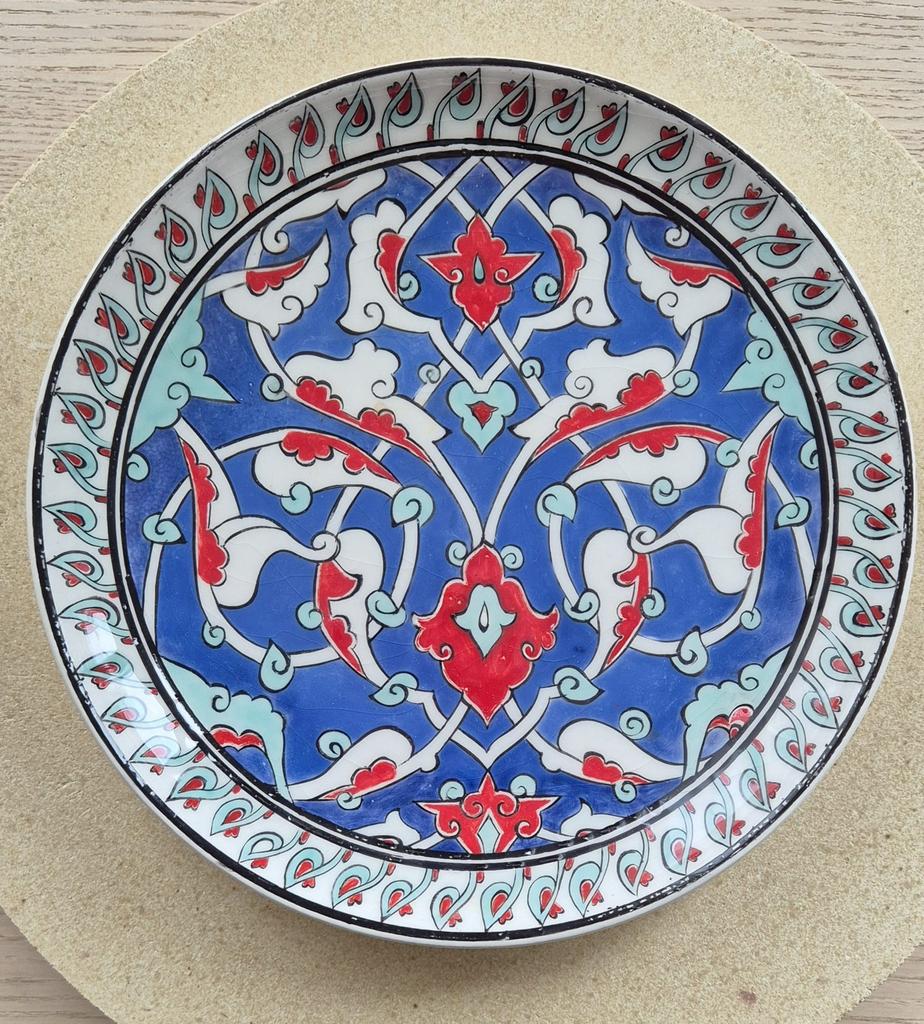 Handgeschilderd Çini Bord – Traditioneel Ottomaans Motief, Ophalen of Verzenden