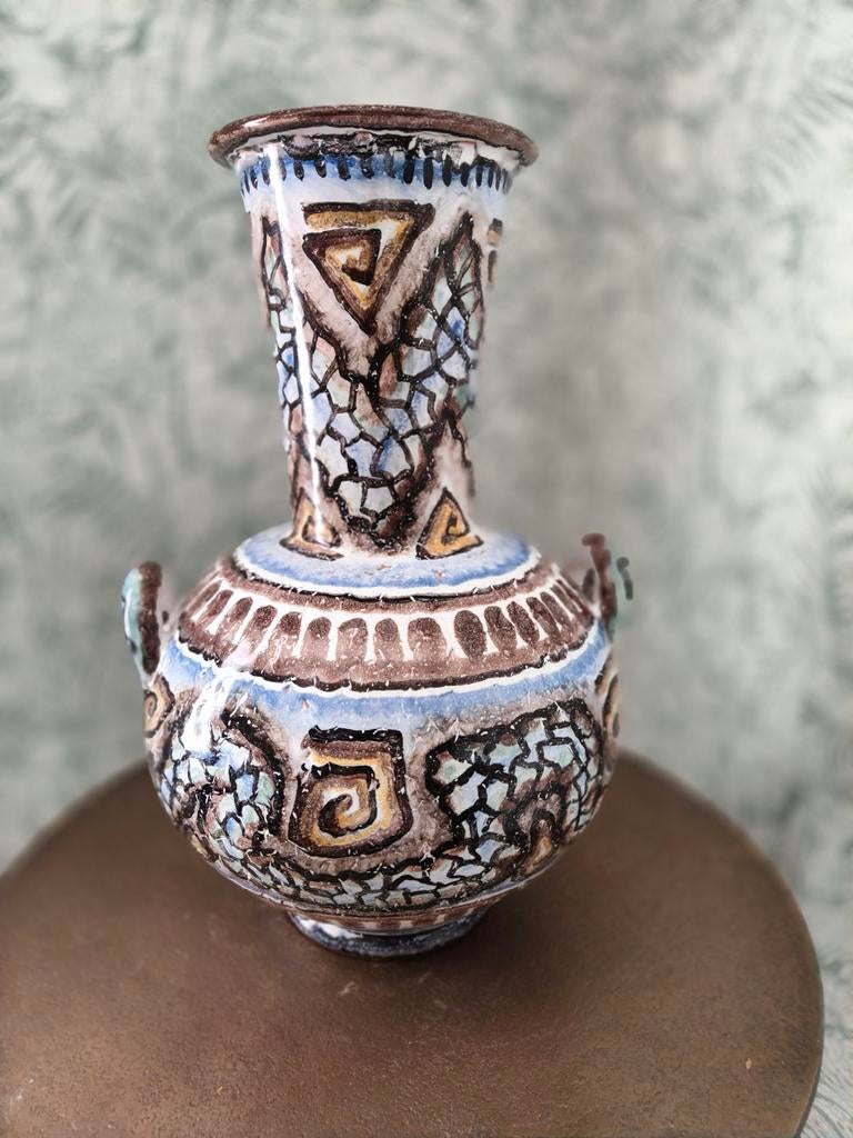 Vintage D.O.K. Vaas De Olde Kruyk Milsbeek – Sgraffito Decor, Antiek en Kunst, Ophalen of Verzenden
