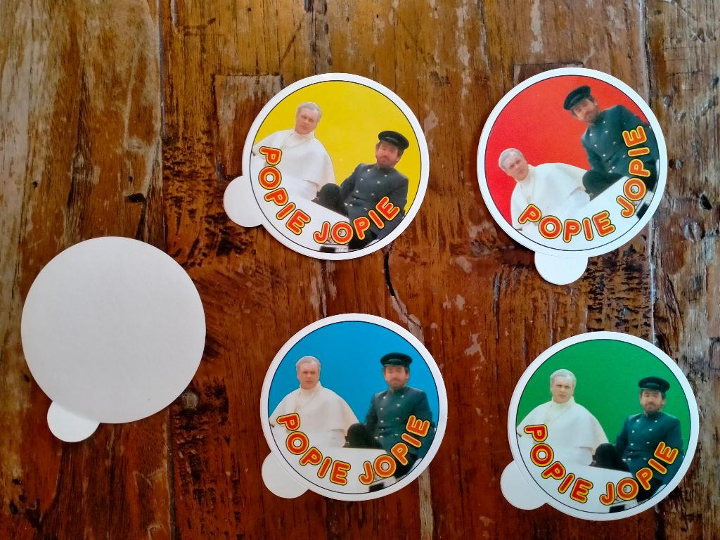 Popie Jopie Harry Vermeegen tv paus stickers Henk Spaan PISA, Ophalen of Verzenden, Zo goed als nieuw, Overige typen
