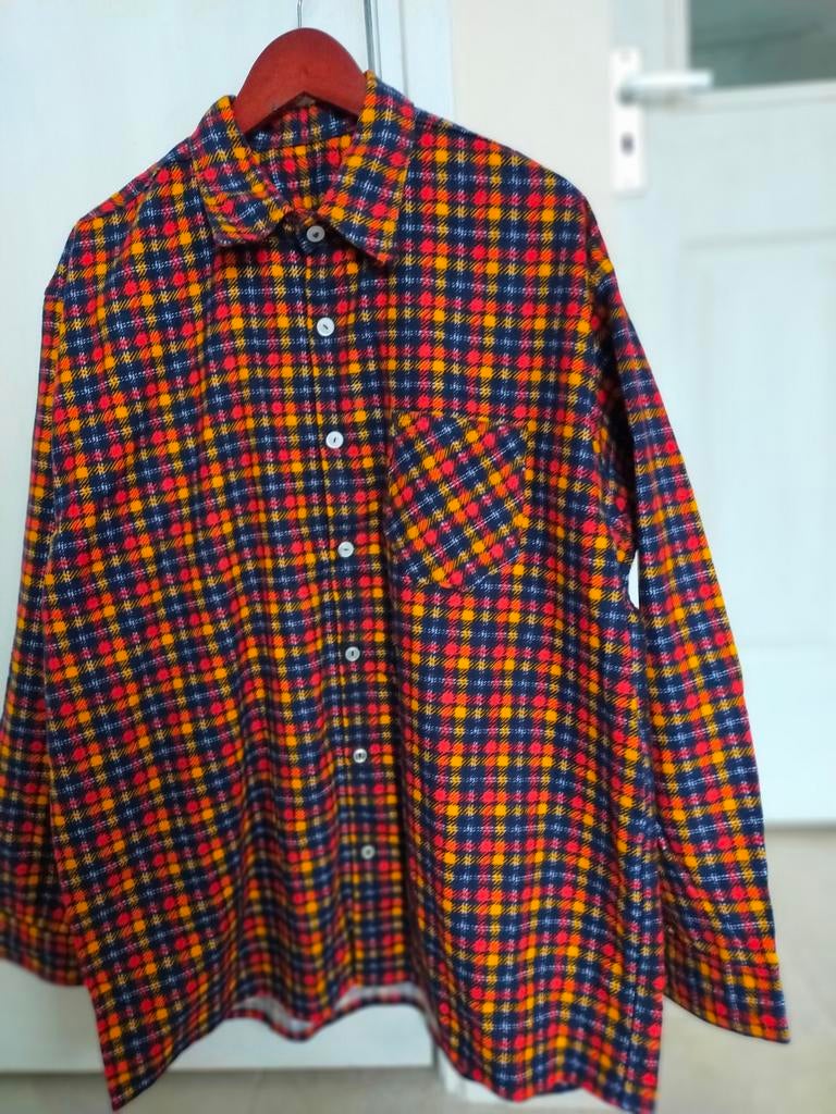 VINTAGE OVERHEMD GERUIT XL RETRO BOHO HIPPIE FLANELLEN 80 90, Carnaval, Ophalen of Verzenden, Kleding, Maat 56/58 (XL)