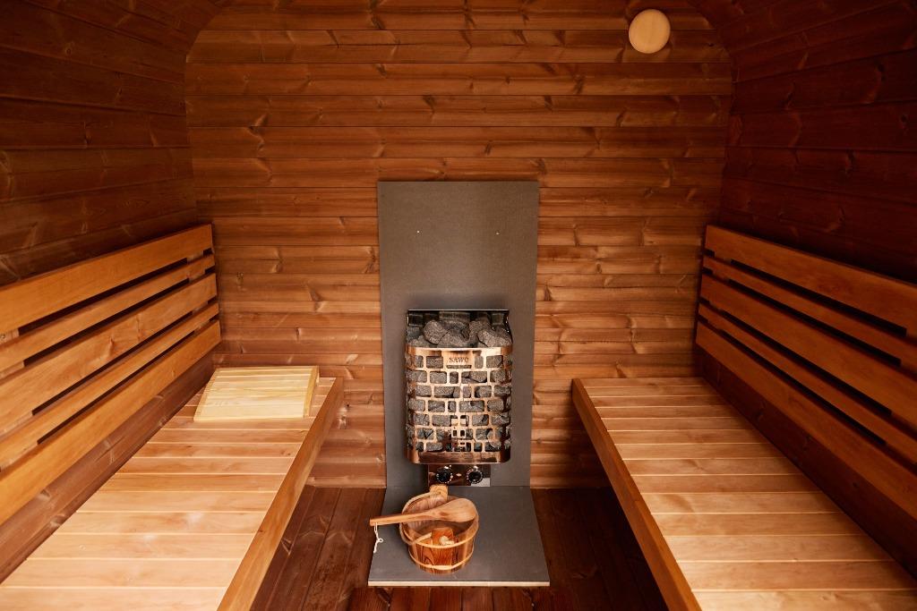 Tuinsauna Cube, buitensauna, duurzaam thermohout, panorama, Sport en Fitness, Sauna, Ophalen, Fins of Traditioneel, Wellnessandgarden