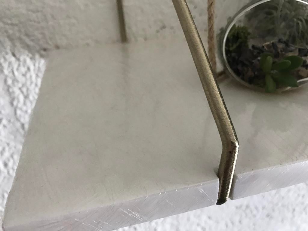 Wandplank wit marmer met messing beugels - 70cm, Ophalen, Zo goed als nieuw