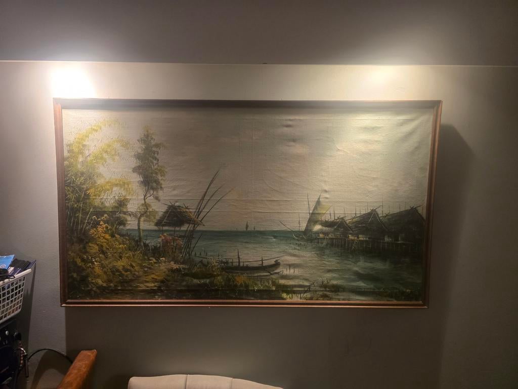 Indonesisch schilderij uit 1965, Antiek en Kunst, Kunst | Schilderijen | Klassiek, Ophalen