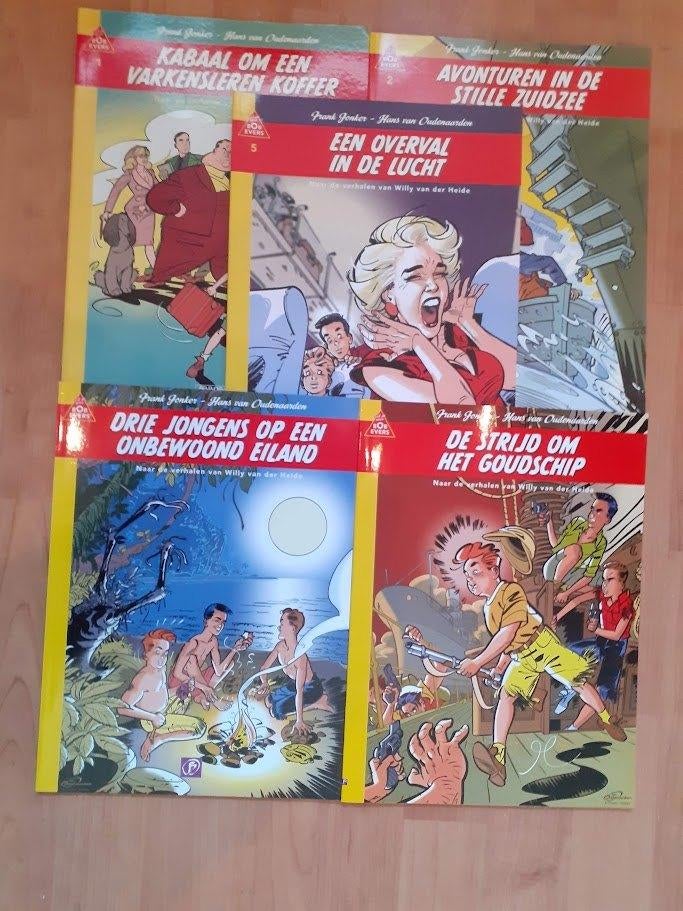 Bob Evers stripverhalen 1-5 1e druk 1x gelezen, Complete serie of reeks, Ophalen of Verzenden, Zo goed als nieuw
