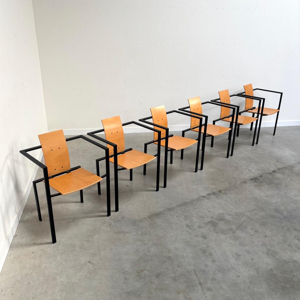 Set van 6 TRIX stoelen jaren 60 70 80 memphis design, Huis en Inrichting, Stoelen, Ophalen, Vijf, Zes of meer stoelen, Hout, Gebruikt