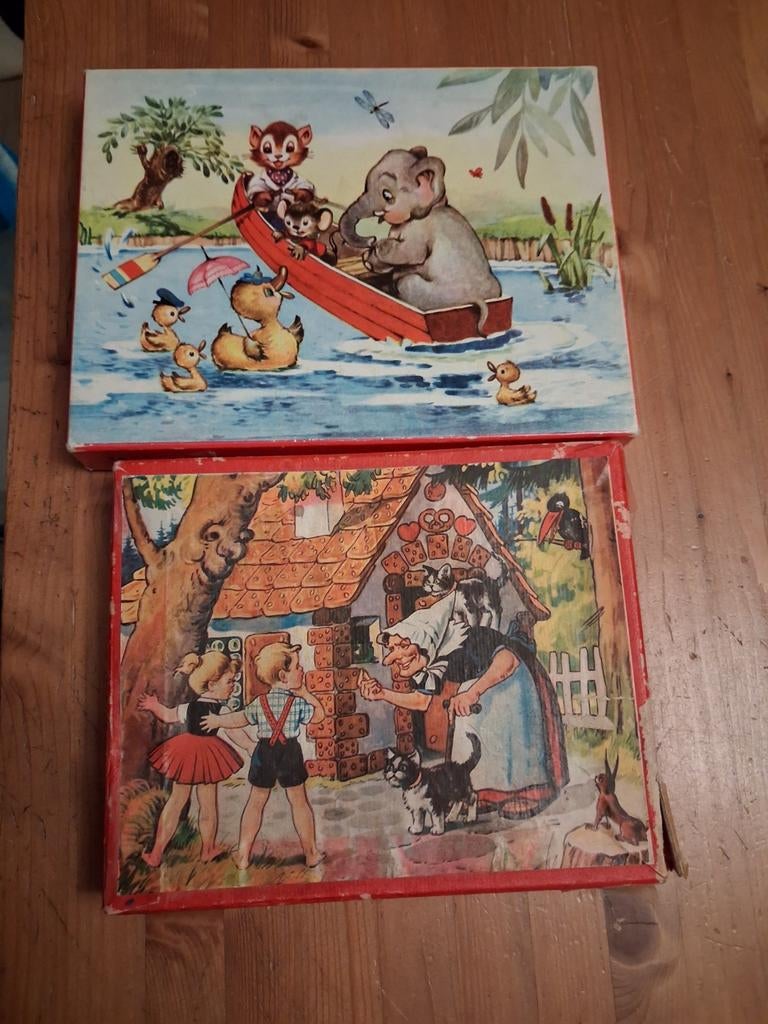 2 oude houten puzzels, 1 jigsaw, Ophalen of Verzenden