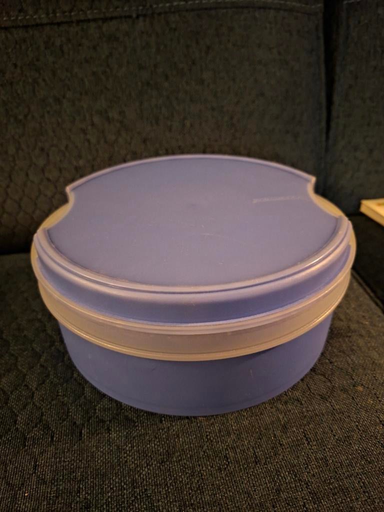 Tupperware Koekjestrommel, Ophalen of Verzenden, Gebruikt, Blauw, Bus of Trommel