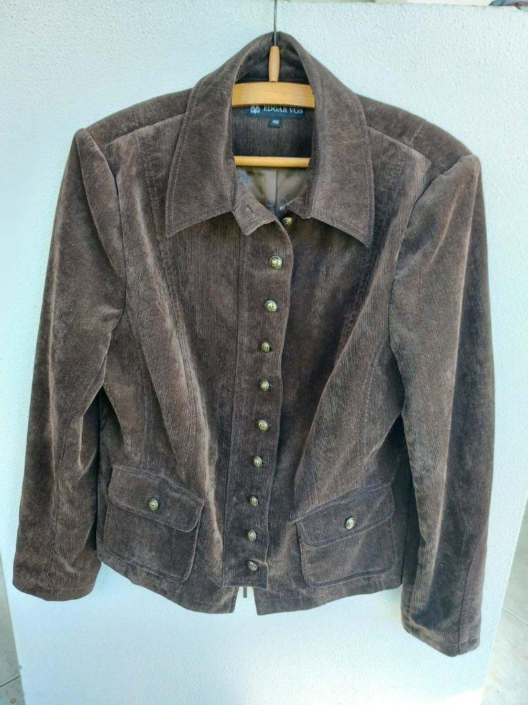 Edgar Vos donkerbruin rib jasje maat 40., Kleding | Dames, Jasjes, Kostuums en Pakken, Zo goed als nieuw, Jasje, Maat 38/40 (M)