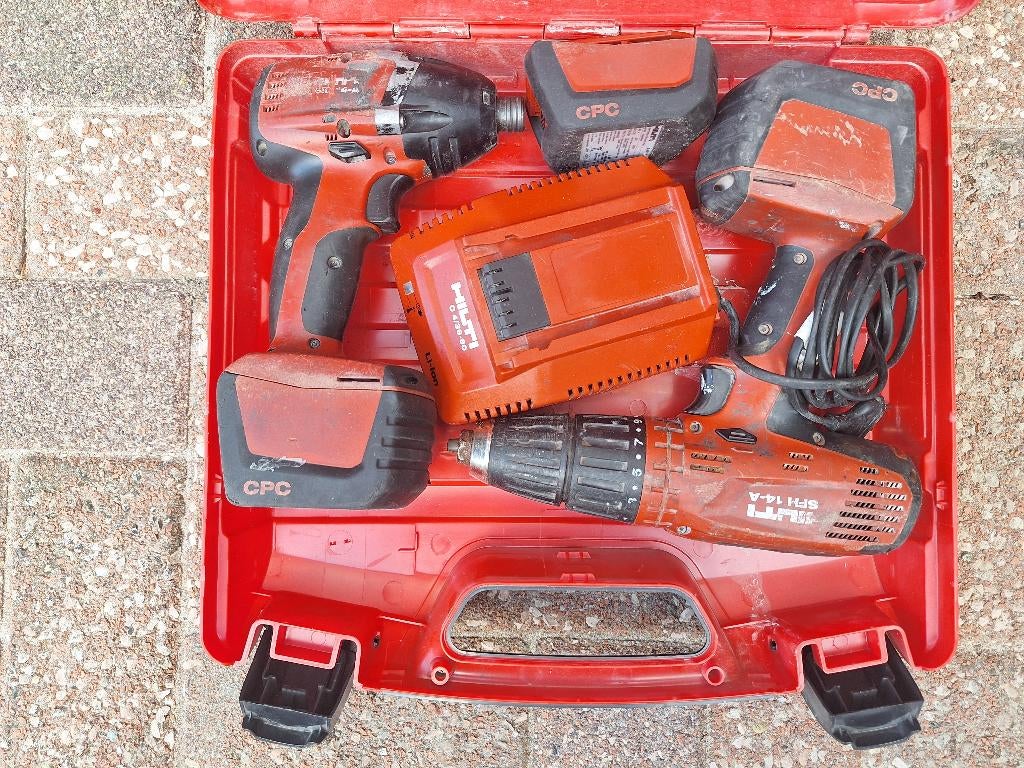 Hilti set accuboor en slagmoersleutel met oplader, Boormachine, Gebruikt, Variabele snelheid, Ophalen of Verzenden