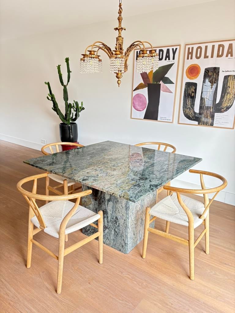 Marmeren eettafel vierkante tafel marmer, Ophalen, Overige materialen, Gebruikt, Vierkant