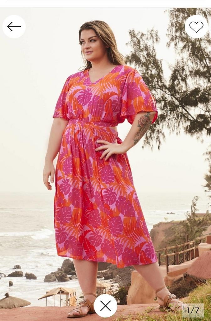 Miljuschka cut out midi jurk roze maat 42, Ophalen, Zo goed als nieuw, Maat 42/44 (L)