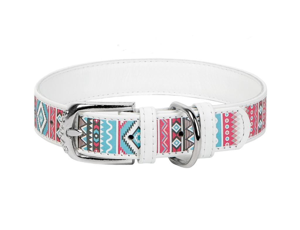 WAUDOG Ethno Lederen Halsband Wit Nekomtrek 38-49 cm KOOPJE!, Dieren en Toebehoren, Ophalen of Verzenden, Handgemaakt, Nieuw