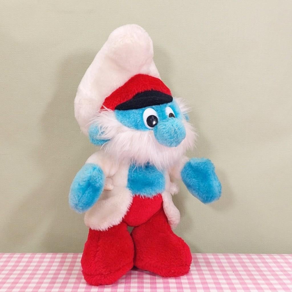 Vintage Peyo Wallace Berry Grote Smurf knuffel 1983 kapitein, Grote Smurf, Wallace Berrie / Peyo, Onbekend, Ophalen of Verzenden