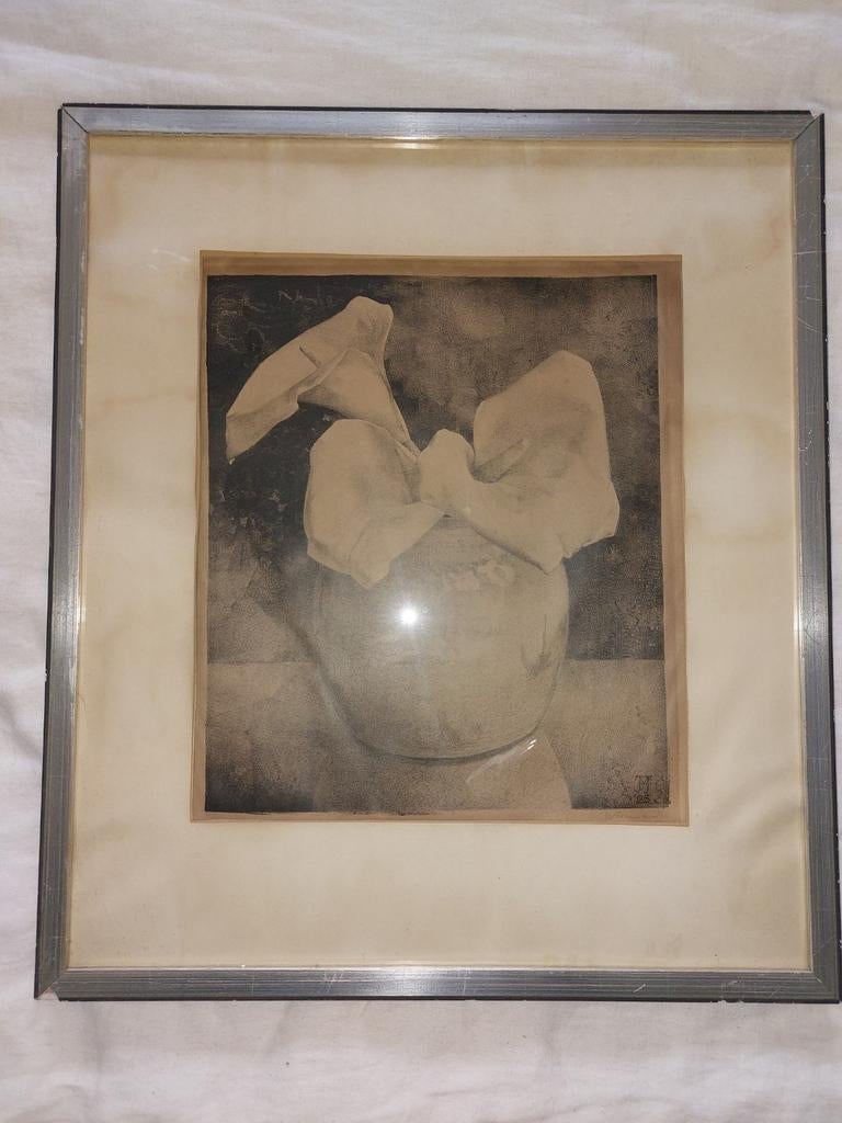Jan Voerman junior litho. Lelies in ronde pot, Ophalen of Verzenden