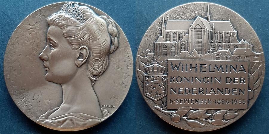 Wilhelmina 1898-1998, Verzenden, Brons