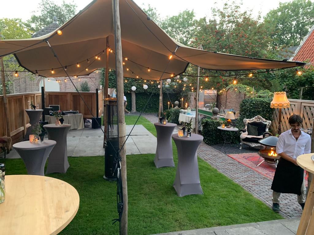 Stretchtent te huur - 6 x 10 - zandkleur - 60+ personen, Ophalen, Gebruikt, Opvouwbaar, Partytent