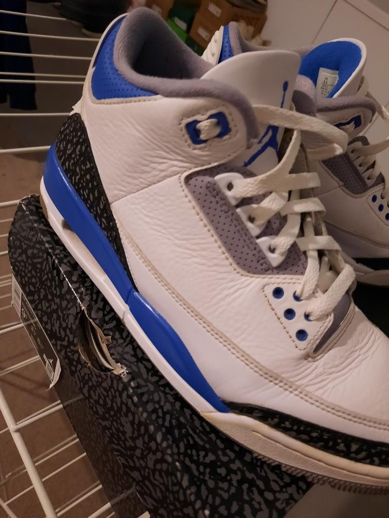 Air Jordan 3 racers blue maat 43, Kleding | Heren, Schoenen, Wit, Air Jordan, Ophalen of Verzenden, Sneakers of Gympen