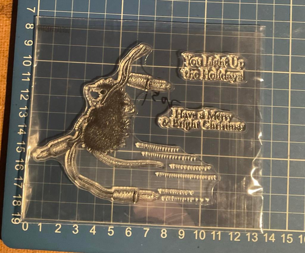 Clear stempel house mouse  aan kerstlichtjes, Hobby en Vrije tijd, Ophalen of Verzenden, Nieuw, Clearstamp
