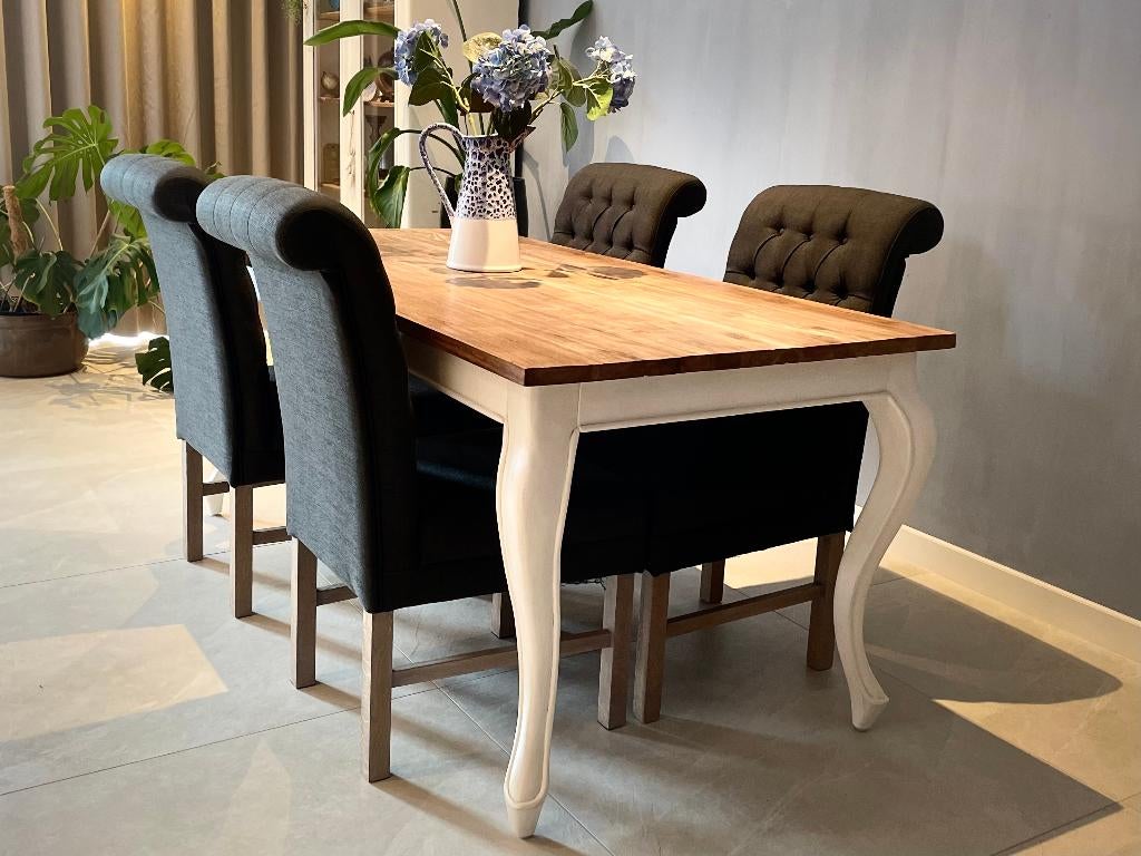 Landelijke klassieke eetkamerstoelen (4 stuks), Huis en Inrichting, Stoelen, Ophalen, Gebruikt, Landelijk klassiek, Zwart