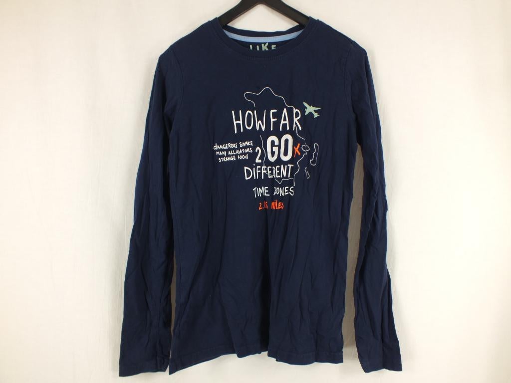 Leuke donkerblauwe longsleeve.Mt 146/152.Merk Hema, ., Ophalen of Verzenden, Zo goed als nieuw, .