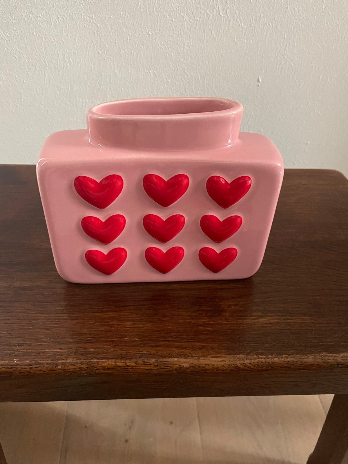 Nieuwe Roze Vaas met Hartjes - Rice Merk, Met patroon/structuur, Nieuw, Ophalen of Verzenden, Roze