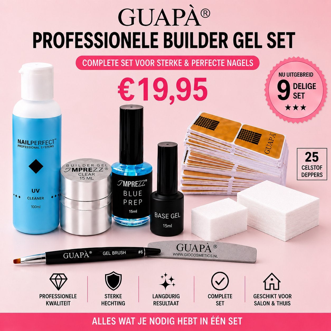 GUAPÀ Professionele Builder Gel Starter Set voor Thuis, Ophalen of Verzenden, Zo goed als nieuw, Overige kleuren, Handen en Nagels