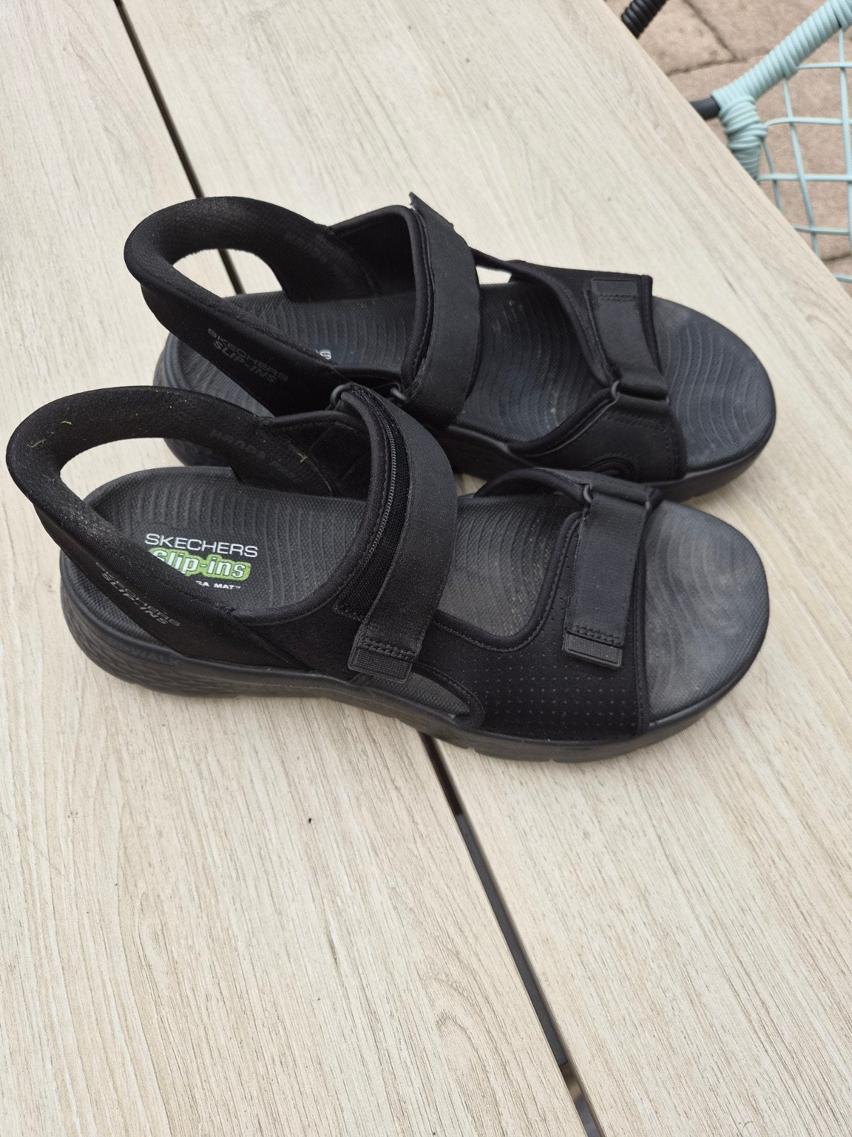 Skechers Slip-ins Sandalen Maat 44.5 - Zo goed als nieuw, Sandalen, Zwart, Ophalen of Verzenden, Zo goed als nieuw