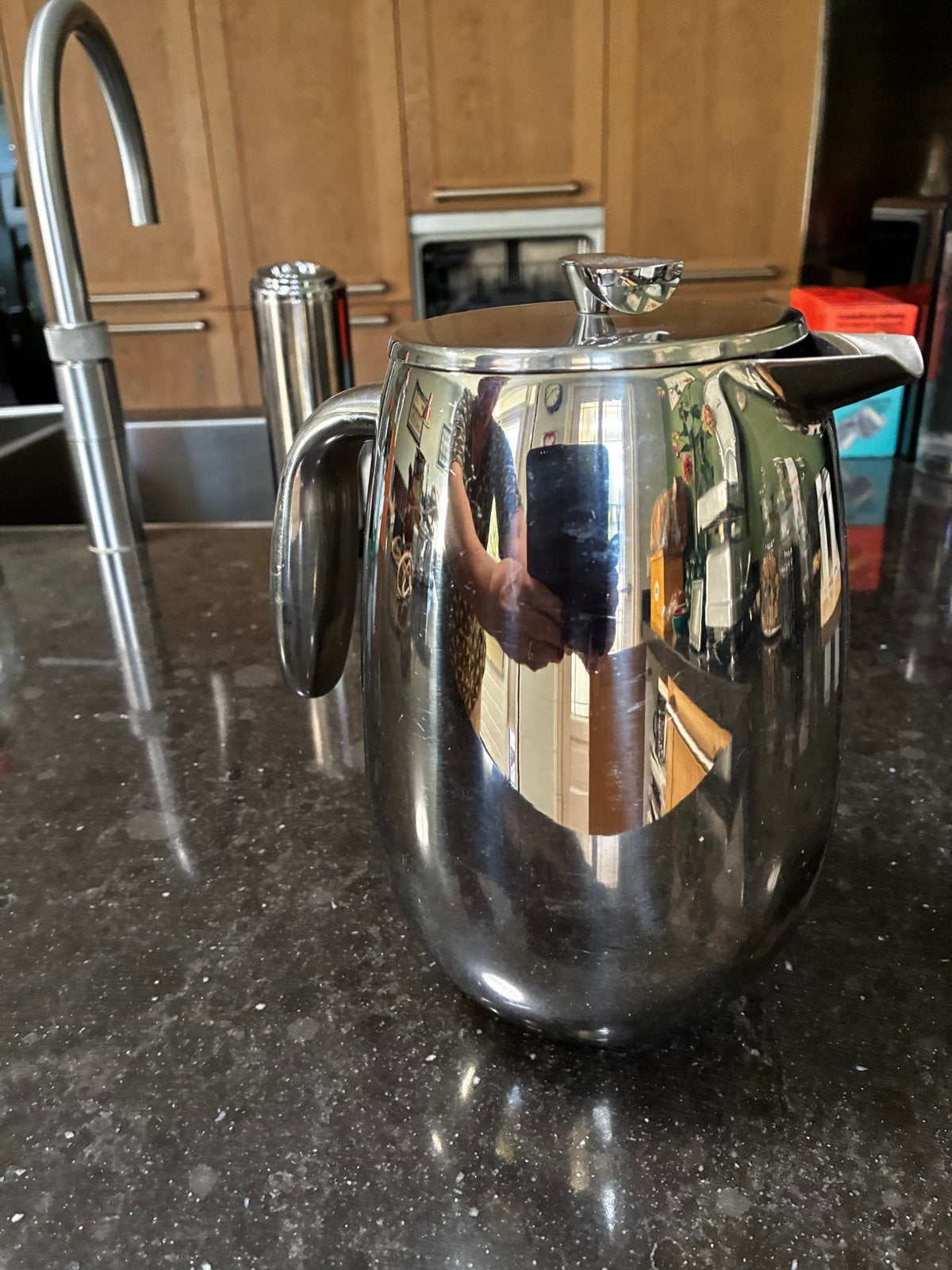 Bodum theepot/koffiepot - Zo goed als nieuw, Theepot/fluitketel, Zilver, Bodum, Ophalen of Verzenden