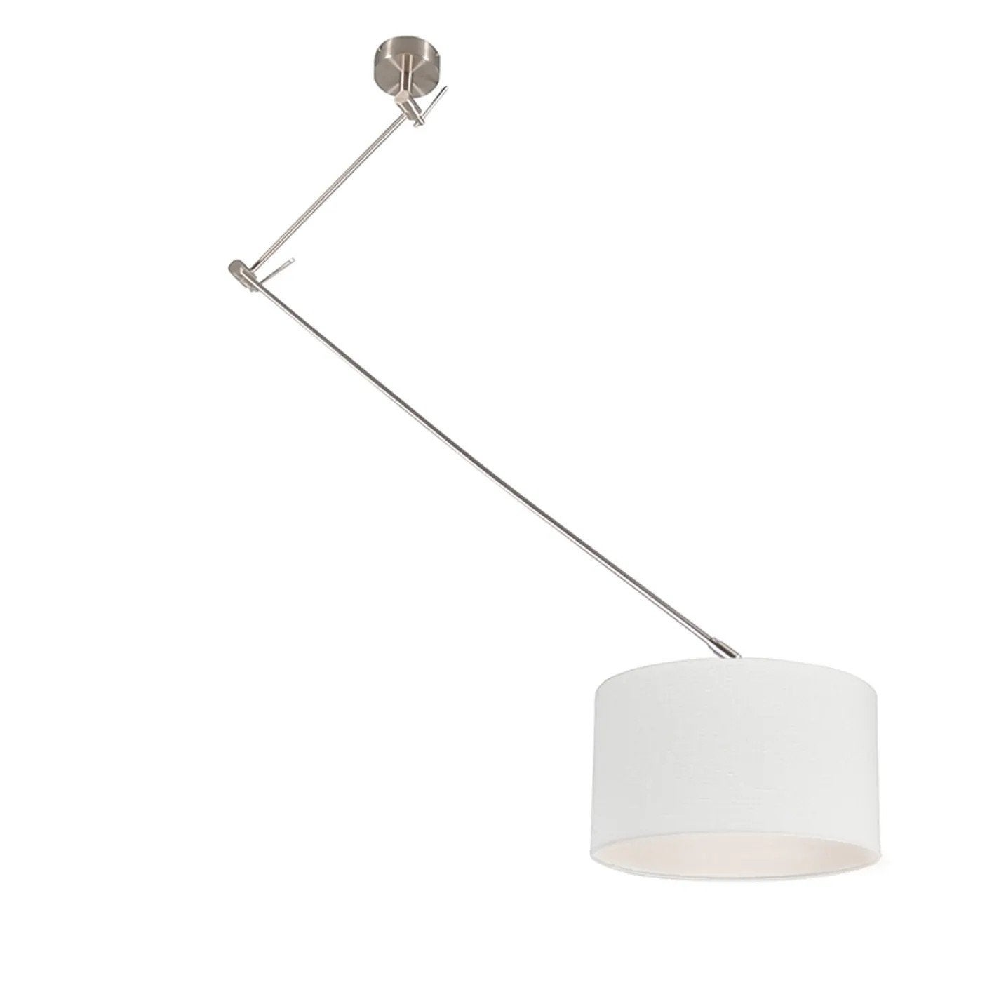 Moderne wandlamp met verstelbare arm en witte kap, Huis en Inrichting, Lampen | Hanglampen, Ophalen, Gebruikt, E27 (groot), Textiel
