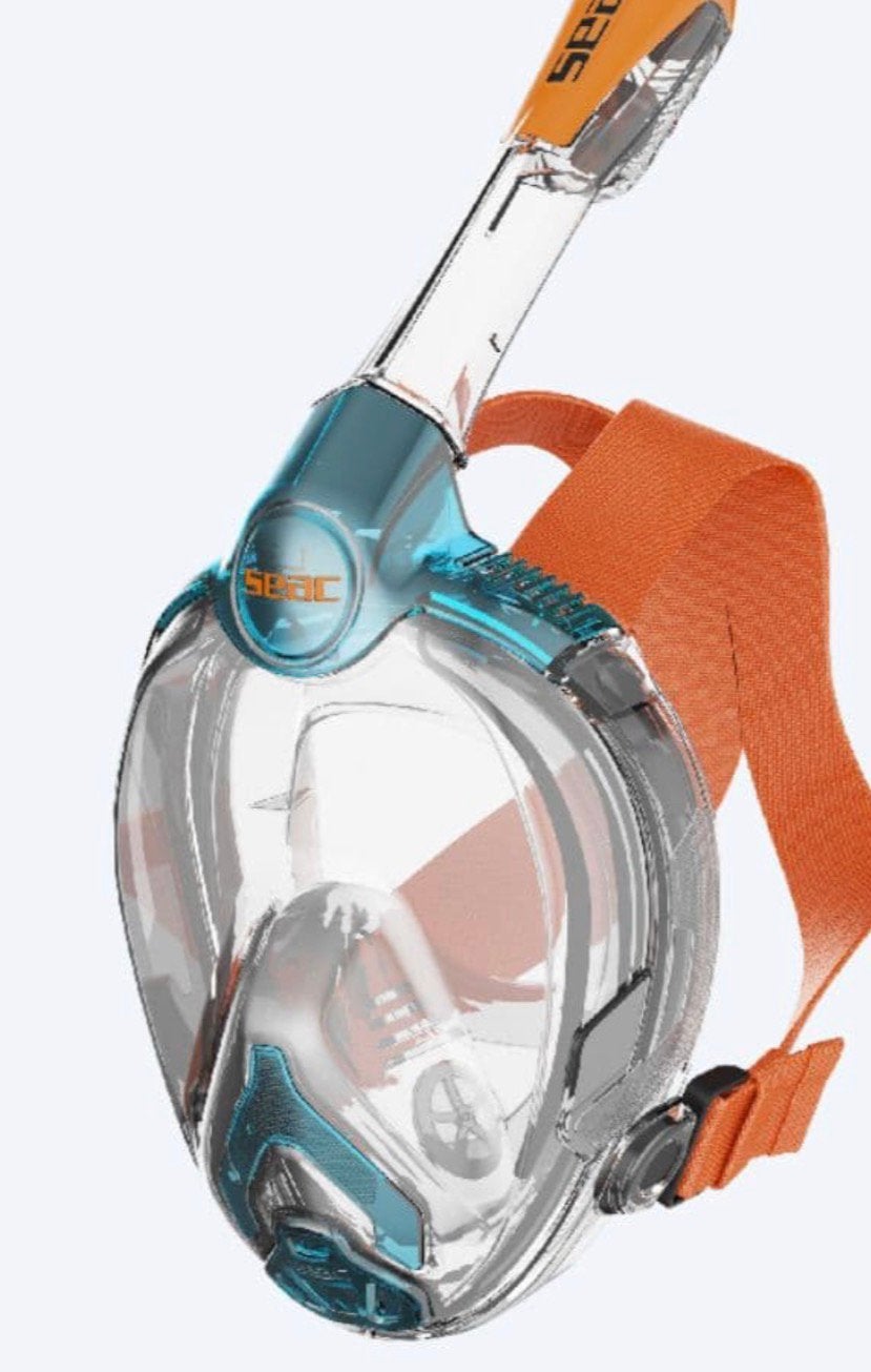 Seac Sub Unica Junior Full Face Snorkelmasker Blauw/Oranje, Ophalen of Verzenden, Nieuw, Snorkelmasker
