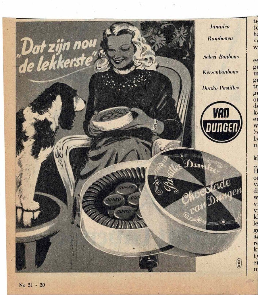 Dat zijn nou de lekkerste DUNKO PASTILLES VAN DUNGEN 1950, Verzamelen, Verzenden, Zo goed als nieuw, Overige typen